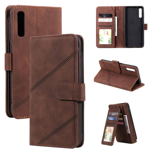 For Samsung Galaxy A50 Skin Feel Business Horizontal Flip PU Leather Case with Holder & Multi-Card Slots & Wallet & Lanyard & Photo Frame(Brown) by buy2fix