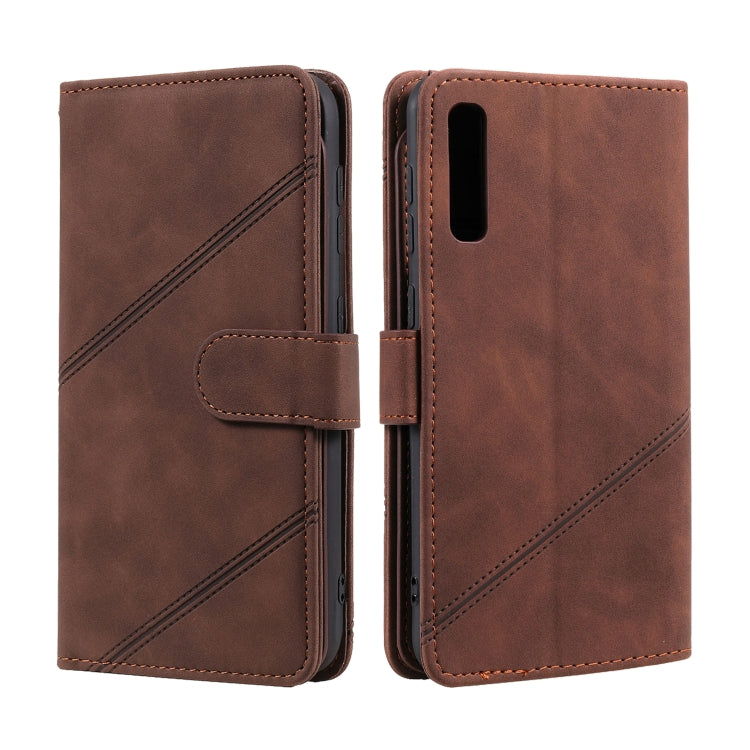 For Samsung Galaxy A50 Skin Feel Business Horizontal Flip PU Leather Case with Holder & Multi-Card Slots & Wallet & Lanyard & Photo Frame(Brown) by buy2fix