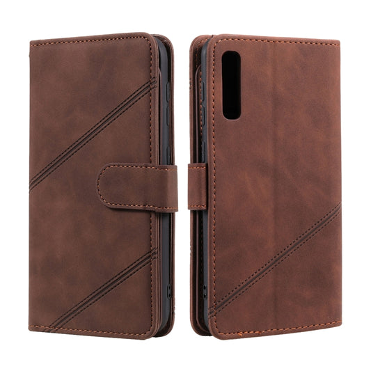 For Samsung Galaxy A50 Skin Feel Business Horizontal Flip PU Leather Case with Holder & Multi-Card Slots & Wallet & Lanyard & Photo Frame(Brown) by buy2fix