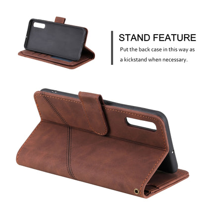 For Samsung Galaxy A50 Skin Feel Business Horizontal Flip PU Leather Case with Holder & Multi-Card Slots & Wallet & Lanyard & Photo Frame(Brown) by buy2fix