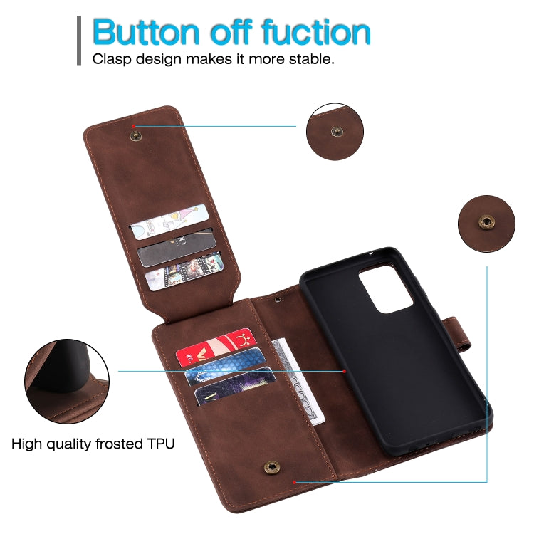 For Samsung Galaxy A52 5G / 4G Skin Feel Business Horizontal Flip PU Leather Case with Holder & Multi-Card Slots & Wallet & Lanyard & Photo Frame(Brown) by buy2fix
