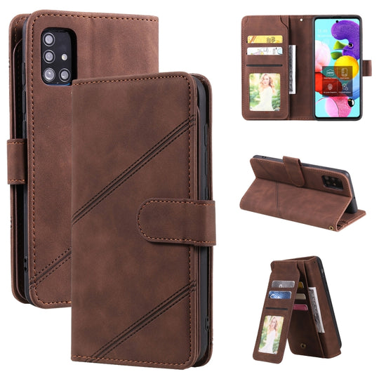 For Samsung Galaxy A51 Skin Feel Business Horizontal Flip PU Leather Case with Holder & Multi-Card Slots & Wallet & Lanyard & Photo Frame(Brown)