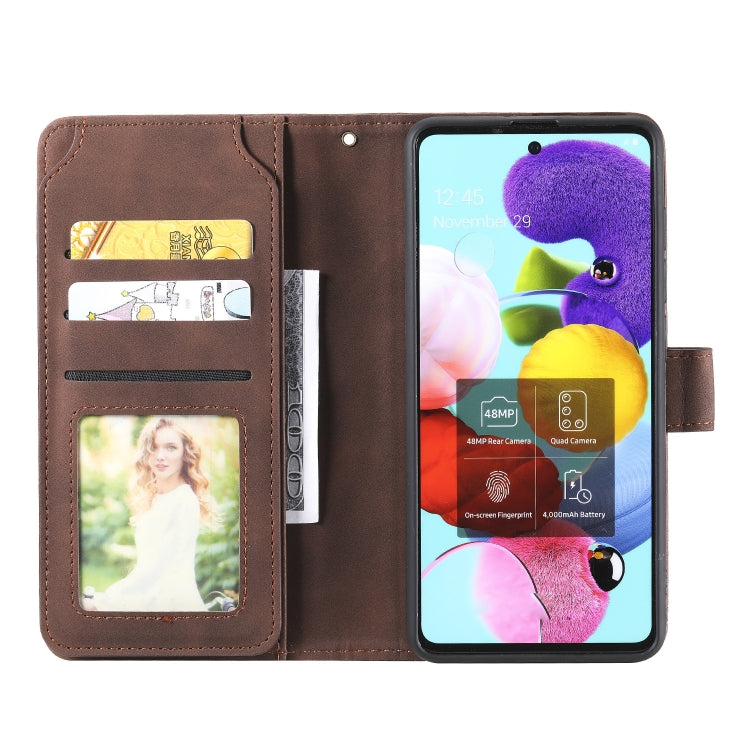 For Samsung Galaxy A51 Skin Feel Business Horizontal Flip PU Leather Case with Holder & Multi-Card Slots & Wallet & Lanyard & Photo Frame(Brown) by buy2fix