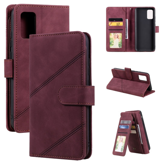 For Samsung Galaxy A02s EU Version Skin Feel Business Horizontal Flip PU Leather Case with Holder & Multi-Card Slots & Wallet & Lanyard & Photo Frame(Wine Red)