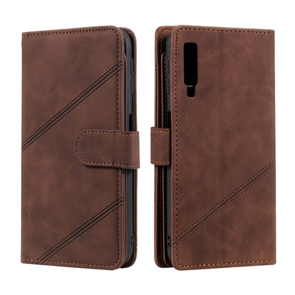 For Samsung Galaxy A7 2018 Skin Feel Business Horizontal Flip PU Leather Case with Holder & Multi-Card Slots & Wallet & Lanyard & Photo Frame(Brown) by buy2fix