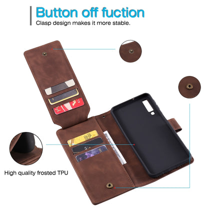 For Samsung Galaxy A7 2018 Skin Feel Business Horizontal Flip PU Leather Case with Holder & Multi-Card Slots & Wallet & Lanyard & Photo Frame(Brown) by buy2fix