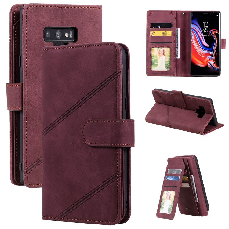 For Samsung Galaxy Note9 Skin Feel Business Horizontal Flip PU Leather Case with Holder & Multi-Card Slots & Wallet & Lanyard & Photo Frame(Wine Red) by buy2fix