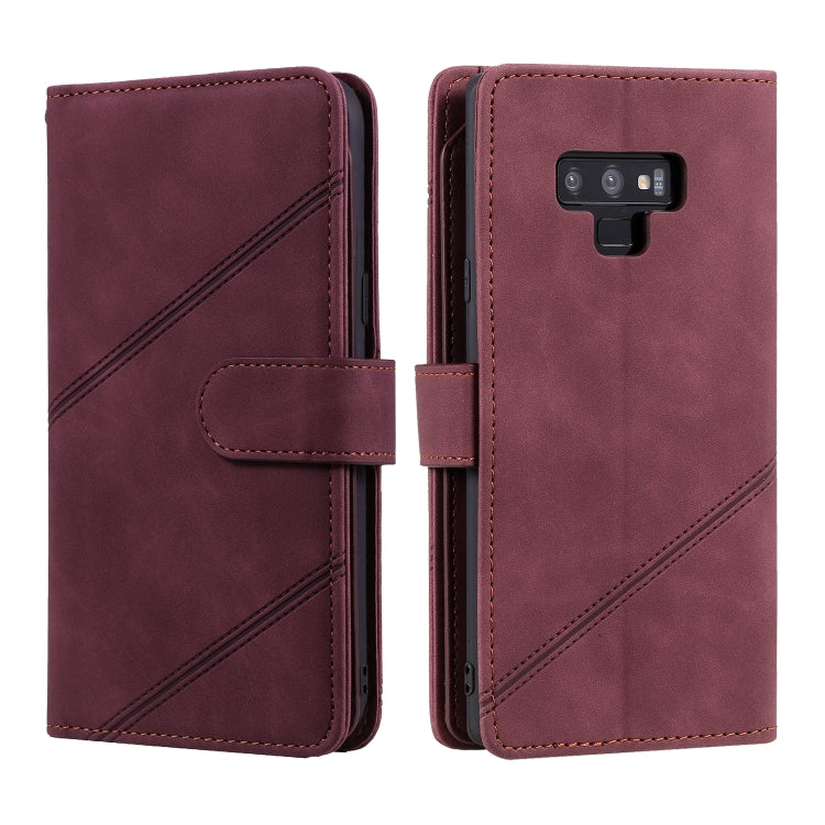 For Samsung Galaxy Note9 Skin Feel Business Horizontal Flip PU Leather Case with Holder & Multi-Card Slots & Wallet & Lanyard & Photo Frame(Wine Red) by buy2fix