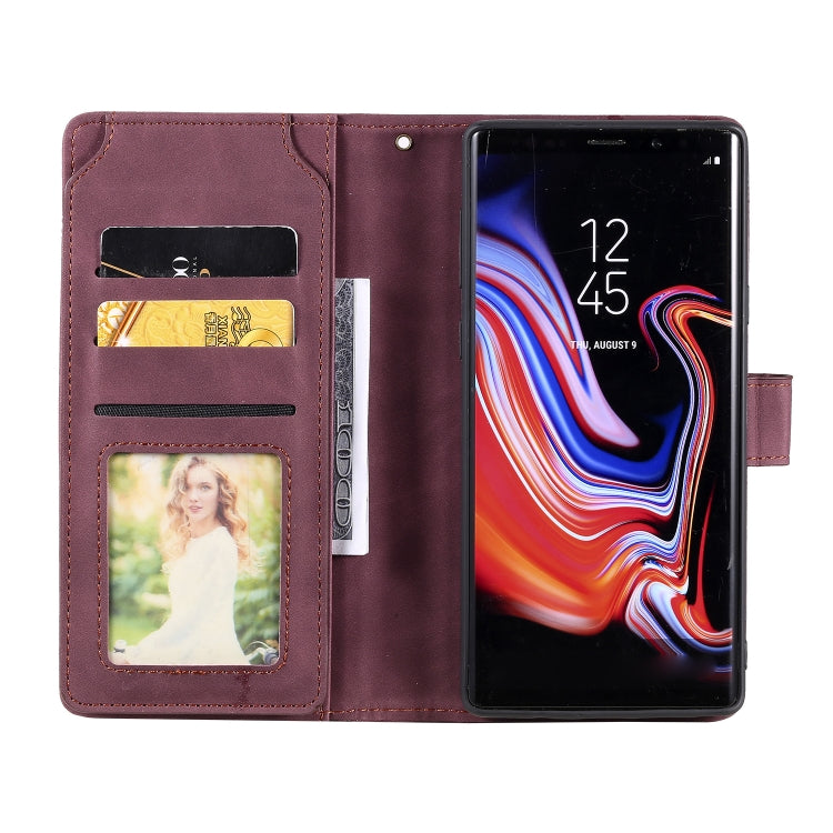 For Samsung Galaxy Note9 Skin Feel Business Horizontal Flip PU Leather Case with Holder & Multi-Card Slots & Wallet & Lanyard & Photo Frame(Wine Red) by buy2fix