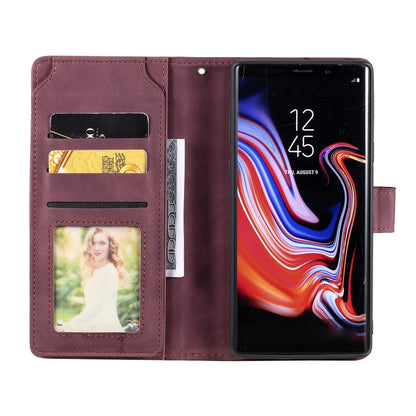 For Samsung Galaxy Note9 Skin Feel Business Horizontal Flip PU Leather Case with Holder & Multi-Card Slots & Wallet & Lanyard & Photo Frame(Wine Red) by buy2fix
