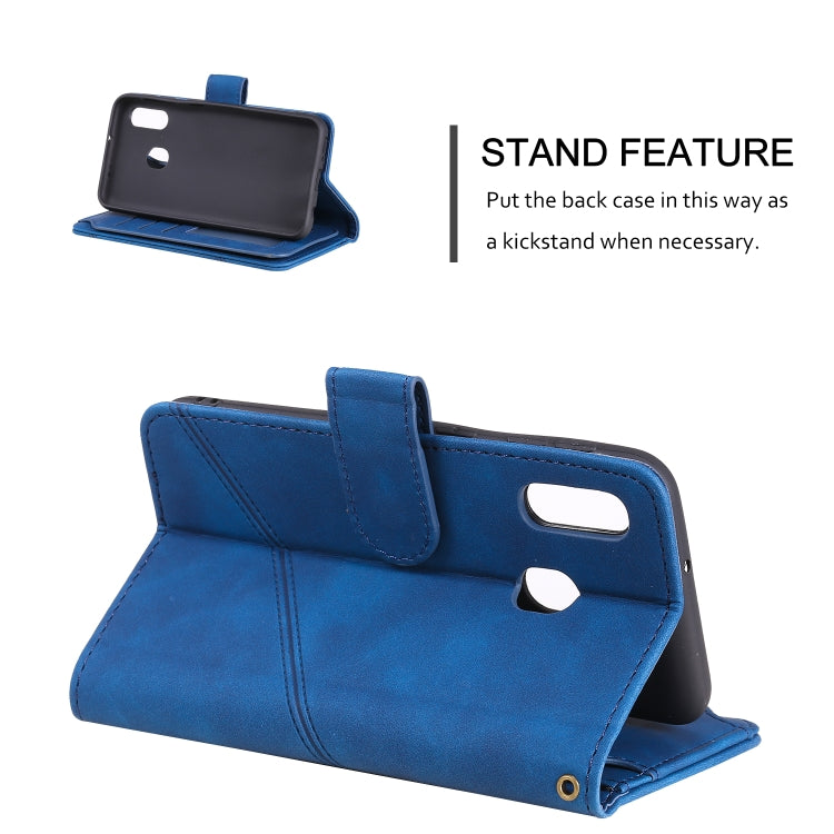 For Samsung Galaxy A40 Skin Feel Business Horizontal Flip PU Leather Case with Holder & Multi-Card Slots & Wallet & Lanyard & Photo Frame(Blue) by buy2fix