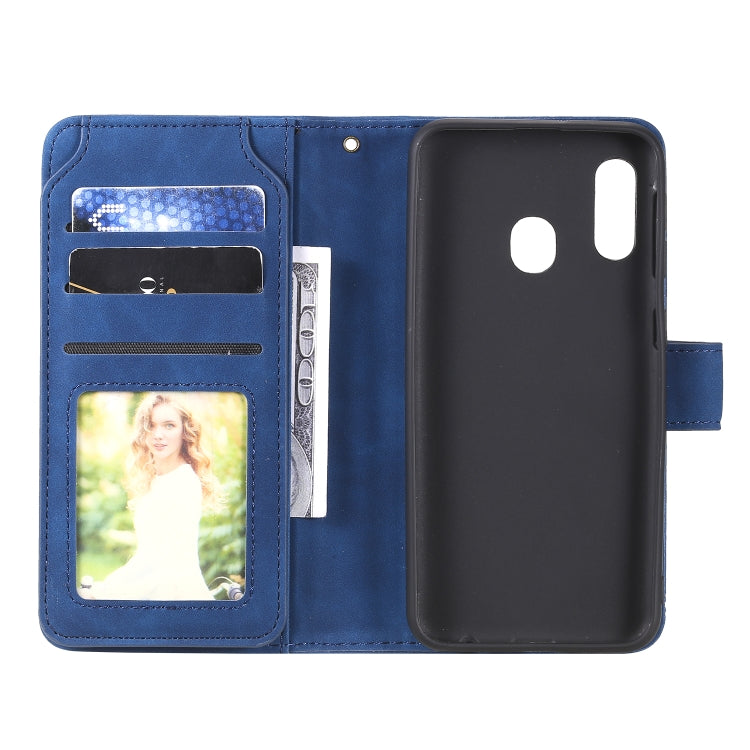 For Samsung Galaxy A20e Skin Feel Business Horizontal Flip PU Leather Case with Holder & Multi-Card Slots & Wallet & Lanyard & Photo Frame(Blue) by buy2fix