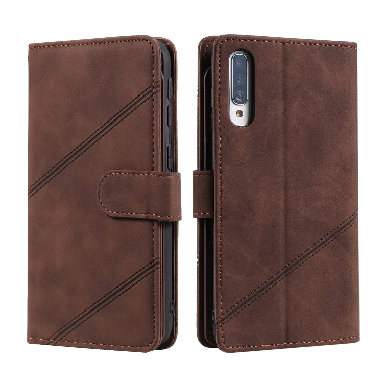 For Samsung Galaxy A70 Skin Feel Business Horizontal Flip PU Leather Case with Holder & Multi-Card Slots & Wallet & Lanyard & Photo Frame(Brown) by buy2fix