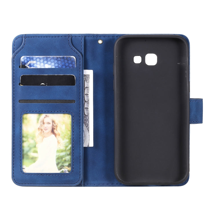 For Samsung Galaxy A5 2017 Skin Feel Business Horizontal Flip PU Leather Case with Holder & Multi-Card Slots & Wallet & Lanyard & Photo Frame(Blue) by buy2fix