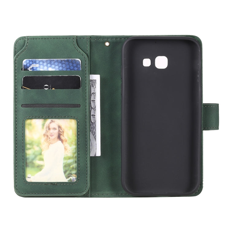 For Samsung Galaxy A5 2017 Skin Feel Business Horizontal Flip PU Leather Case with Holder & Multi-Card Slots & Wallet & Lanyard & Photo Frame(Green) by buy2fix