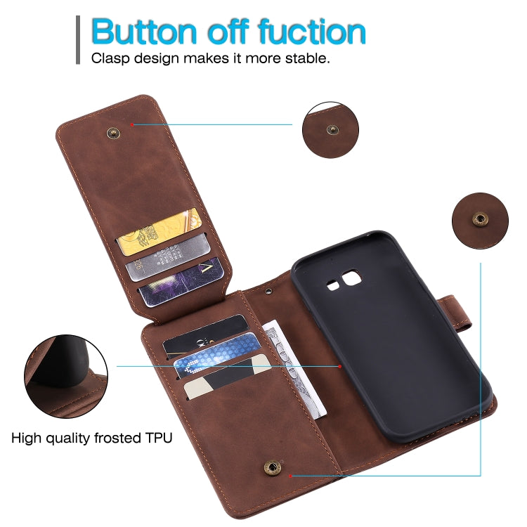 For Samsung Galaxy A5 2017 Skin Feel Business Horizontal Flip PU Leather Case with Holder & Multi-Card Slots & Wallet & Lanyard & Photo Frame(Brown) by buy2fix