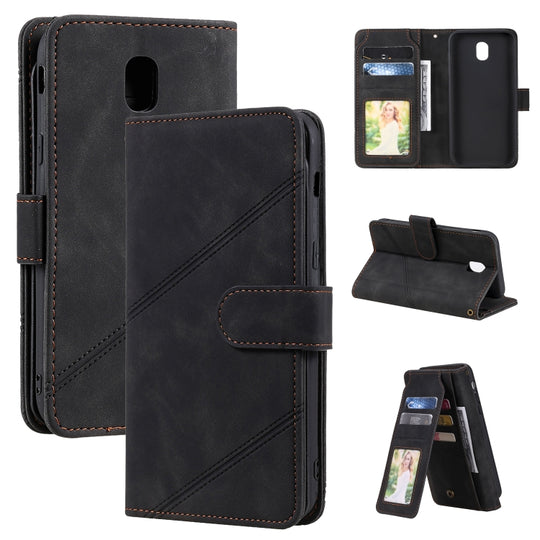 For Samsung Galaxy J5 2017 Skin Feel Business Horizontal Flip PU Leather Case with Holder & Multi-Card Slots & Wallet & Lanyard & Photo Frame(Black)