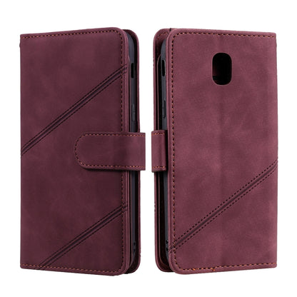 For Samsung Galaxy J5 2017 Skin Feel Business Horizontal Flip PU Leather Case with Holder & Multi-Card Slots & Wallet & Lanyard & Photo Frame(Wine Red) by buy2fix