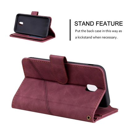 For Samsung Galaxy J5 2017 Skin Feel Business Horizontal Flip PU Leather Case with Holder & Multi-Card Slots & Wallet & Lanyard & Photo Frame(Wine Red) by buy2fix