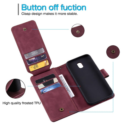 For Samsung Galaxy J5 2017 Skin Feel Business Horizontal Flip PU Leather Case with Holder & Multi-Card Slots & Wallet & Lanyard & Photo Frame(Wine Red) by buy2fix