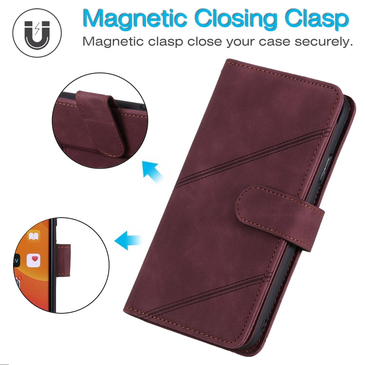 For Samsung Galaxy J5 2017 Skin Feel Business Horizontal Flip PU Leather Case with Holder & Multi-Card Slots & Wallet & Lanyard & Photo Frame(Wine Red) by buy2fix