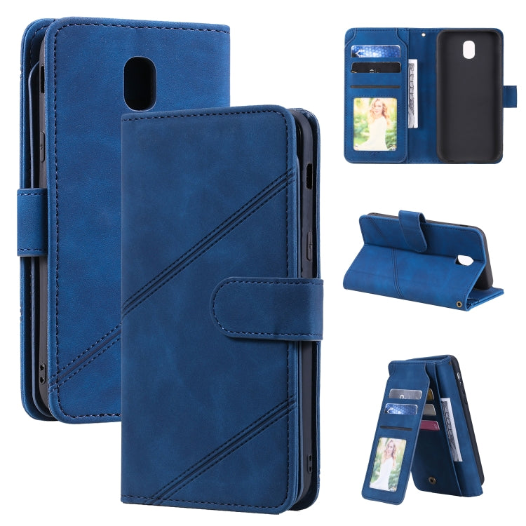 For Samsung Galaxy J5 2017 Skin Feel Business Horizontal Flip PU Leather Case with Holder & Multi-Card Slots & Wallet & Lanyard & Photo Frame(Blue) by buy2fix