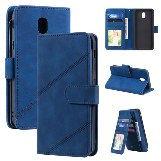 For Samsung Galaxy J5 2017 Skin Feel Business Horizontal Flip PU Leather Case with Holder & Multi-Card Slots & Wallet & Lanyard & Photo Frame(Blue) by buy2fix