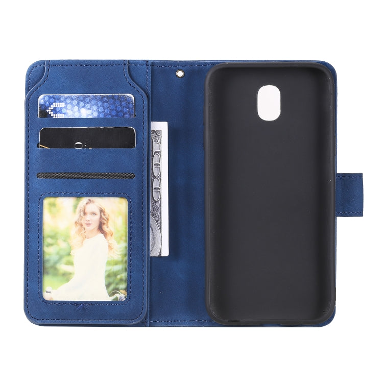 For Samsung Galaxy J5 2017 Skin Feel Business Horizontal Flip PU Leather Case with Holder & Multi-Card Slots & Wallet & Lanyard & Photo Frame(Blue) by buy2fix