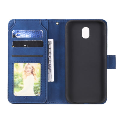For Samsung Galaxy J5 2017 Skin Feel Business Horizontal Flip PU Leather Case with Holder & Multi-Card Slots & Wallet & Lanyard & Photo Frame(Blue) by buy2fix