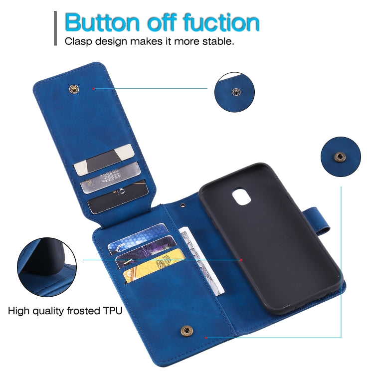 For Samsung Galaxy J5 2017 Skin Feel Business Horizontal Flip PU Leather Case with Holder & Multi-Card Slots & Wallet & Lanyard & Photo Frame(Blue) by buy2fix