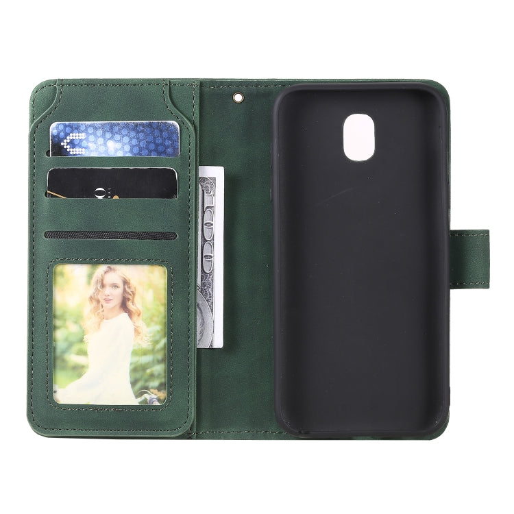For Samsung Galaxy J5 2017 Skin Feel Business Horizontal Flip PU Leather Case with Holder & Multi-Card Slots & Wallet & Lanyard & Photo Frame(Green) by buy2fix