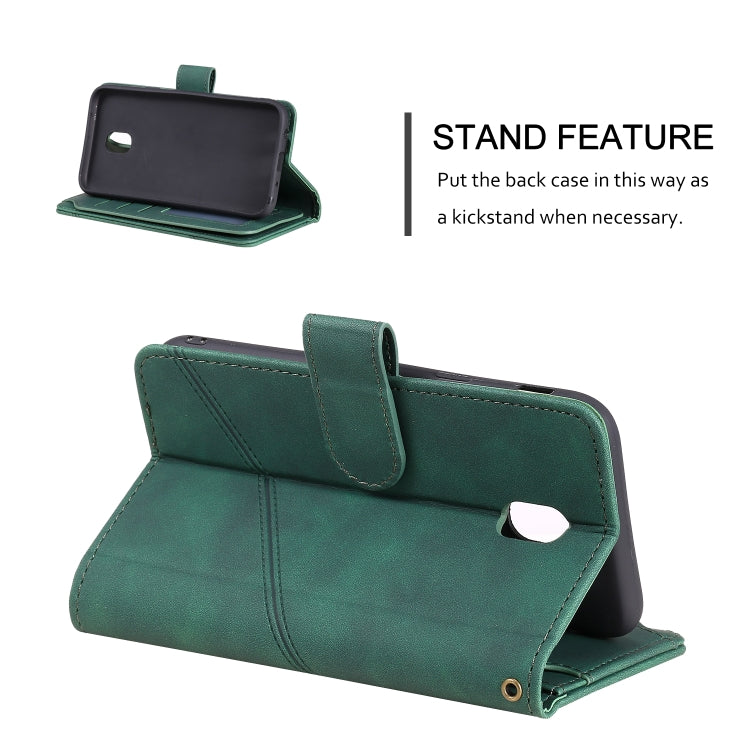 For Samsung Galaxy J5 2017 Skin Feel Business Horizontal Flip PU Leather Case with Holder & Multi-Card Slots & Wallet & Lanyard & Photo Frame(Green) by buy2fix