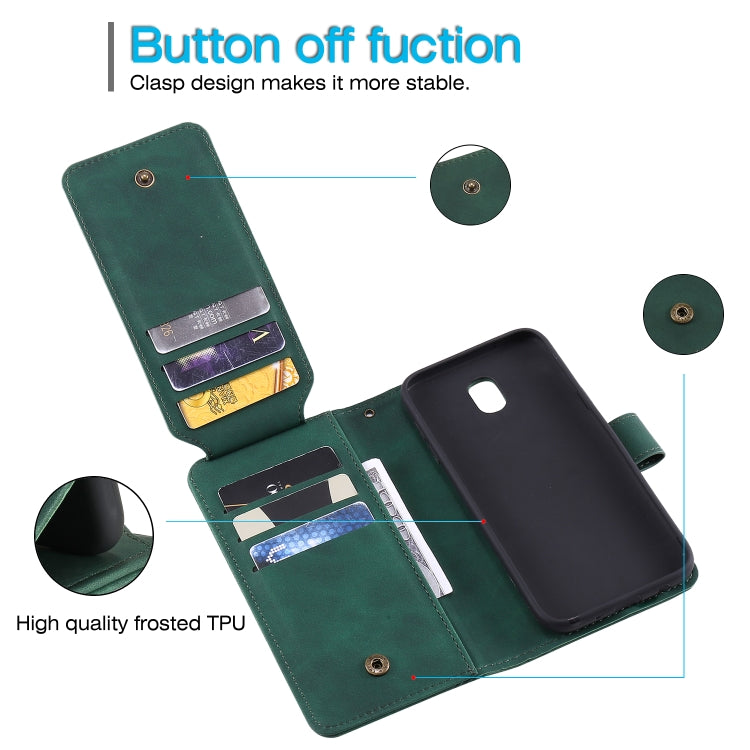 For Samsung Galaxy J5 2017 Skin Feel Business Horizontal Flip PU Leather Case with Holder & Multi-Card Slots & Wallet & Lanyard & Photo Frame(Green) by buy2fix