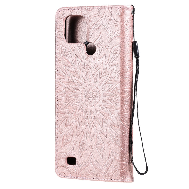 For OPPO Realme C20 / C21 Sun Embossing Pattern Horizontal Flip Leather Case with Card Slot & Holder & Wallet & Lanyard(Rose Gold) - Realme Cases by buy2fix | Online Shopping UK | buy2fix