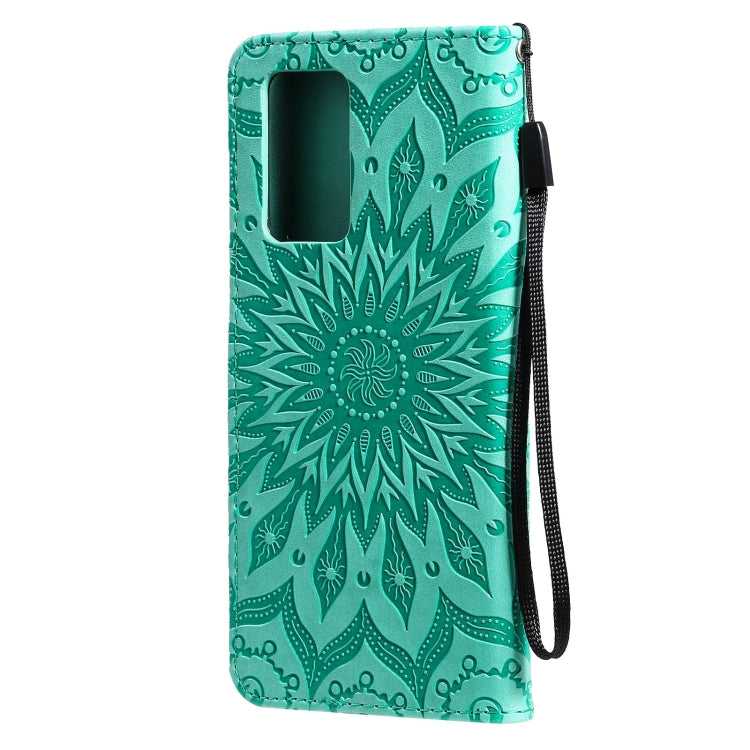 For OPPO Reno6 Pro 5G Sun Embossing Pattern Horizontal Flip Leather Case with Card Slot & Holder & Wallet & Lanyard(Green) - OPPO Cases by buy2fix | Online Shopping UK | buy2fix