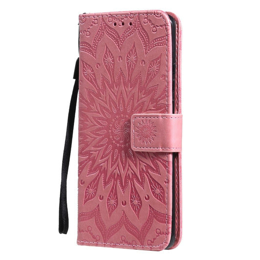 For Huawei P50 Pro Sun Embossing Pattern Horizontal Flip Leather Case with Card Slot & Holder & Wallet & Lanyard(Pink) by buy2fix