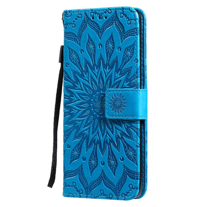 For Huawei P50 Pro Sun Embossing Pattern Horizontal Flip Leather Case with Card Slot & Holder & Wallet & Lanyard(Blue) - Huawei Cases by buy2fix | Online Shopping UK | buy2fix