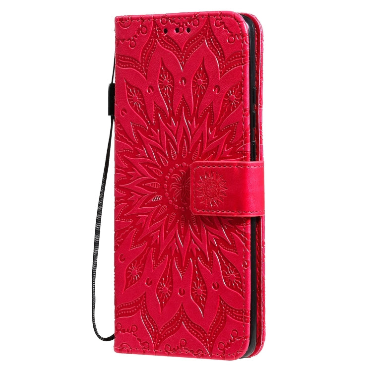 For Huawei P50 Pro Sun Embossing Pattern Horizontal Flip Leather Case with Card Slot & Holder & Wallet & Lanyard(Red) - Huawei Cases by buy2fix | Online Shopping UK | buy2fix