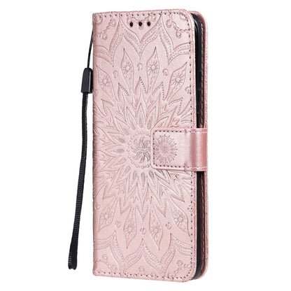 For Huawei P50 Pro Sun Embossing Pattern Horizontal Flip Leather Case with Card Slot & Holder & Wallet & Lanyard(Rose Gold) - Huawei Cases by buy2fix | Online Shopping UK | buy2fix