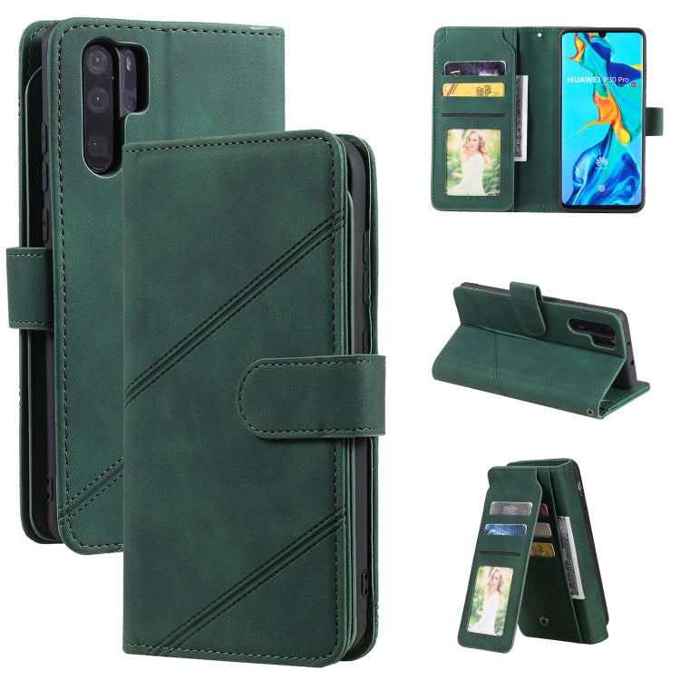 For Huawei P30 Pro Skin Feel Business Horizontal Flip PU Leather Case with Holder & Multi-Card Slots & Wallet & Lanyard & Photo Frame(Green) - Huawei Cases by buy2fix | Online Shopping UK | buy2fix