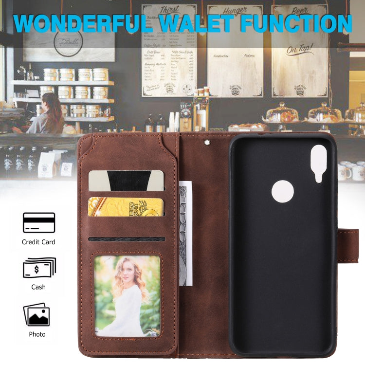 For Xiaomi Redmi Note 7 Skin Feel Business Horizontal Flip PU Leather Case with Holder & Multi-Card Slots & Wallet & Lanyard & Photo Frame(Brown) - Xiaomi Cases by buy2fix | Online Shopping UK | buy2fix