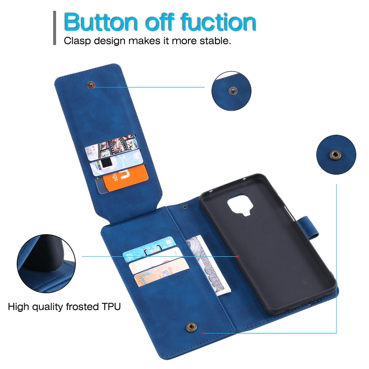 For Xiaomi Redmi Note 9 Pro/Note 9S Skin Feel Business Horizontal Flip PU Leather Case with Holder & Multi-Card Slots & Wallet & Lanyard & Photo Frame(Blue) - Xiaomi Cases by buy2fix | Online Shopping UK | buy2fix