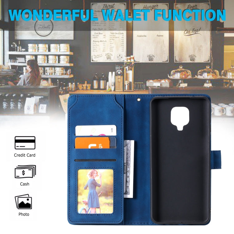 For Xiaomi Redmi Note 9 Pro/Note 9S Skin Feel Business Horizontal Flip PU Leather Case with Holder & Multi-Card Slots & Wallet & Lanyard & Photo Frame(Blue) - Xiaomi Cases by buy2fix | Online Shopping UK | buy2fix