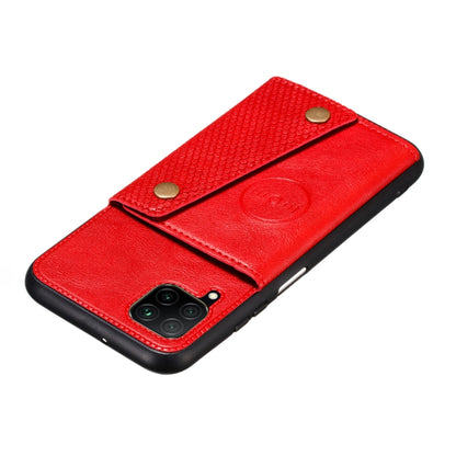 For Samsung Galaxy A22 4G Double Buckle PU + TPU Shockproof Magnetic Protective Case with Card Slot & Holder(Red) by buy2fix