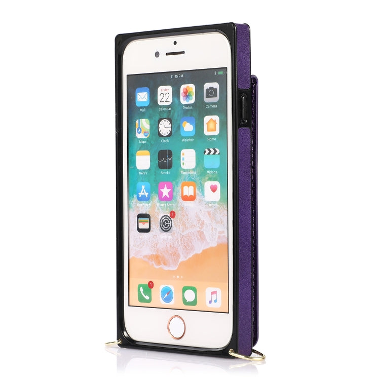 For iPhone SE 2022 / SE 2020 / 8 / 7 Cross-body Zipper Square TPU+PU Back Cover Case with Holder & Card Slots & Wallet & Strap(Purple) - iPhone SE 2022 / 2020 / 8 / 7 Cases by buy2fix | Online Shopping UK | buy2fix
