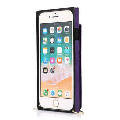 For iPhone SE 2022 / SE 2020 / 8 / 7 Cross-body Zipper Square TPU+PU Back Cover Case with Holder & Card Slots & Wallet & Strap(Purple) - iPhone SE 2022 / 2020 / 8 / 7 Cases by buy2fix | Online Shopping UK | buy2fix