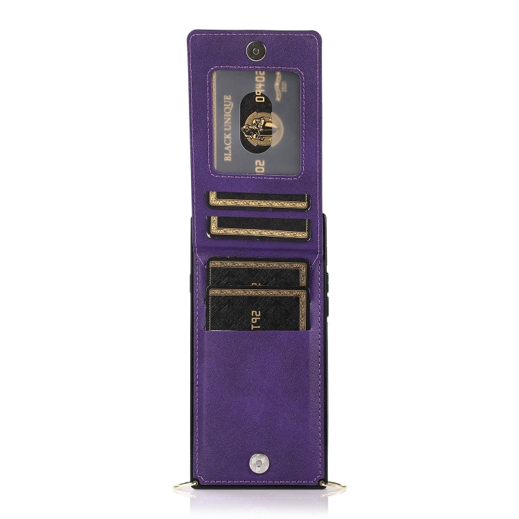 For iPhone SE 2022 / SE 2020 / 8 / 7 Cross-body Zipper Square TPU+PU Back Cover Case with Holder & Card Slots & Wallet & Strap(Purple) - iPhone SE 2022 / 2020 / 8 / 7 Cases by buy2fix | Online Shopping UK | buy2fix