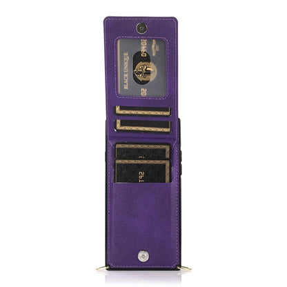 For iPhone SE 2022 / SE 2020 / 8 / 7 Cross-body Zipper Square TPU+PU Back Cover Case with Holder & Card Slots & Wallet & Strap(Purple) - iPhone SE 2022 / 2020 / 8 / 7 Cases by buy2fix | Online Shopping UK | buy2fix