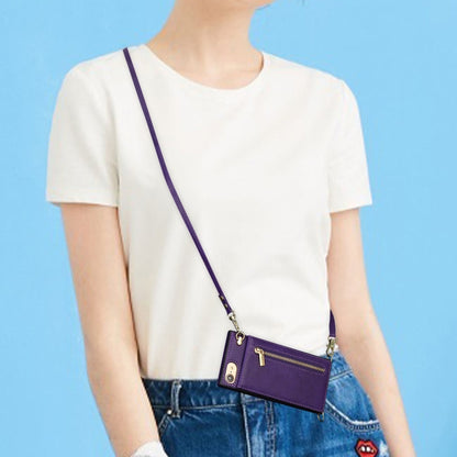 For iPhone SE 2022 / SE 2020 / 8 / 7 Cross-body Zipper Square TPU+PU Back Cover Case with Holder & Card Slots & Wallet & Strap(Purple) - iPhone SE 2022 / 2020 / 8 / 7 Cases by buy2fix | Online Shopping UK | buy2fix