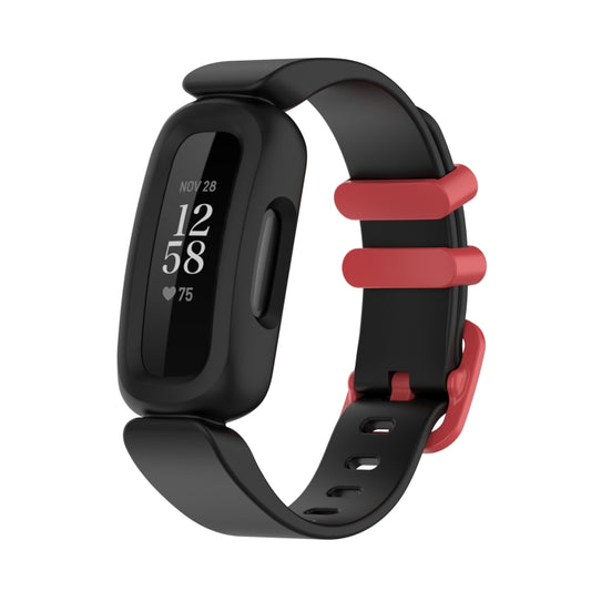 xDfind For Fitbit Ace 3 / Inspire2 Silicone Integrated Watch Band(Black Red Buckle) by xDfind